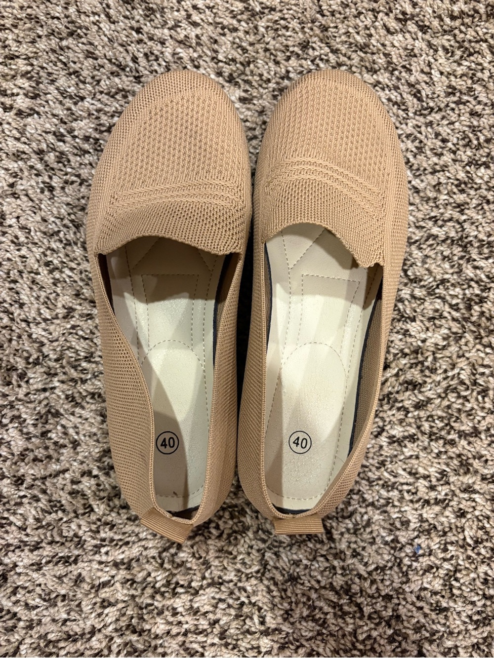 Source Unknown Knit Slip-On Flats in Beige-Tan